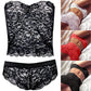 Lady's Sexy Corset Lace Push Up Vest Top Girl Bra + Pants Set Underwear Suit