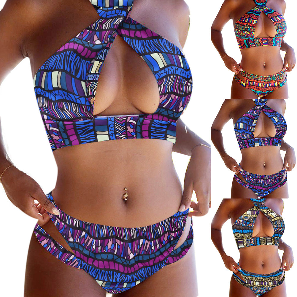 Colorful Geometric Sexy Bikini Set Lady Two-piece Swimsuit Swimwear Bathing Suit