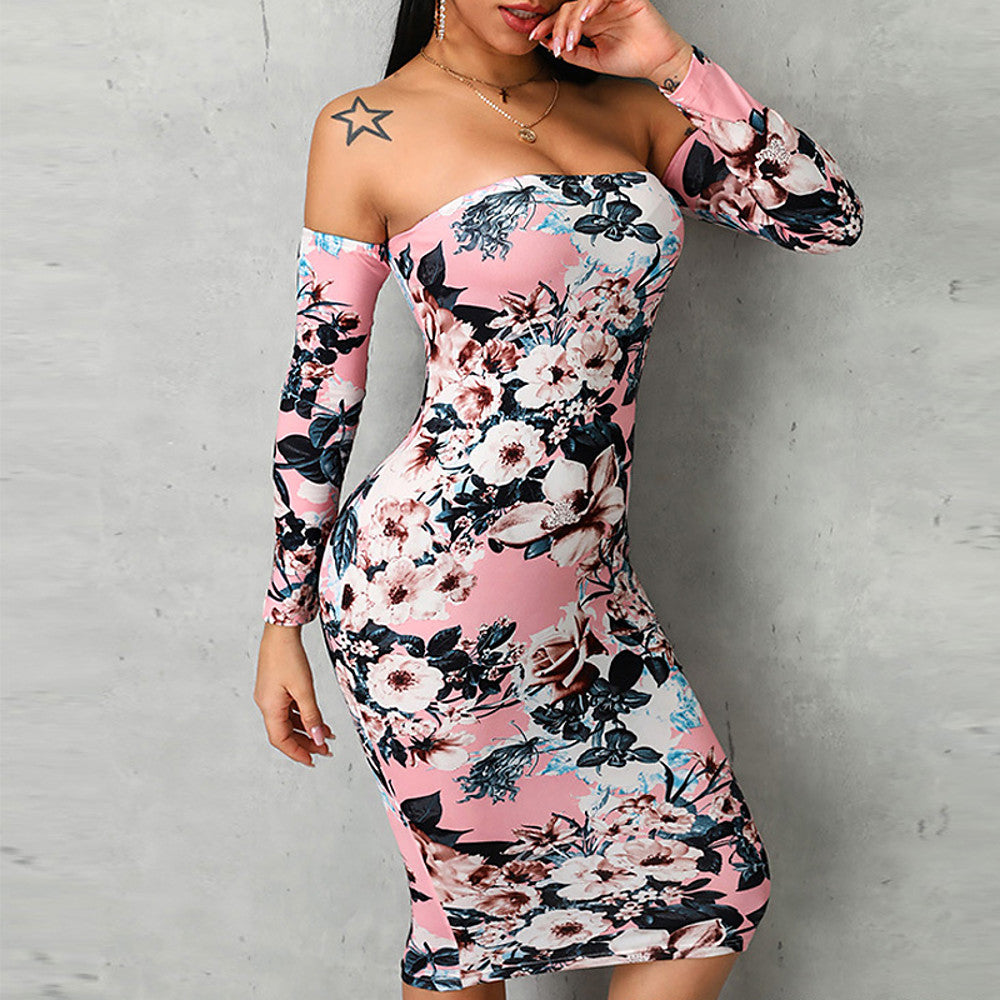 Women's Sheath Dress - Floral Geometric Blushing Pink S M L XL