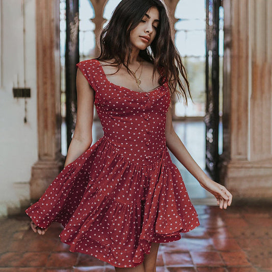 Mujer Básico Corte Swing Vestido A Lunares Sobre la rodilla