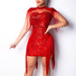 Women's Party Club Sexy Mini Slim Bodycon Dress - Solid Colored Sequins Tassel Crew Neck Spring Cotton Black Red Khaki M L XL