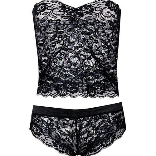 Lady's Sexy Corset Lace Push Up Vest Top Girl Bra + Pants Set Underwear Suit
