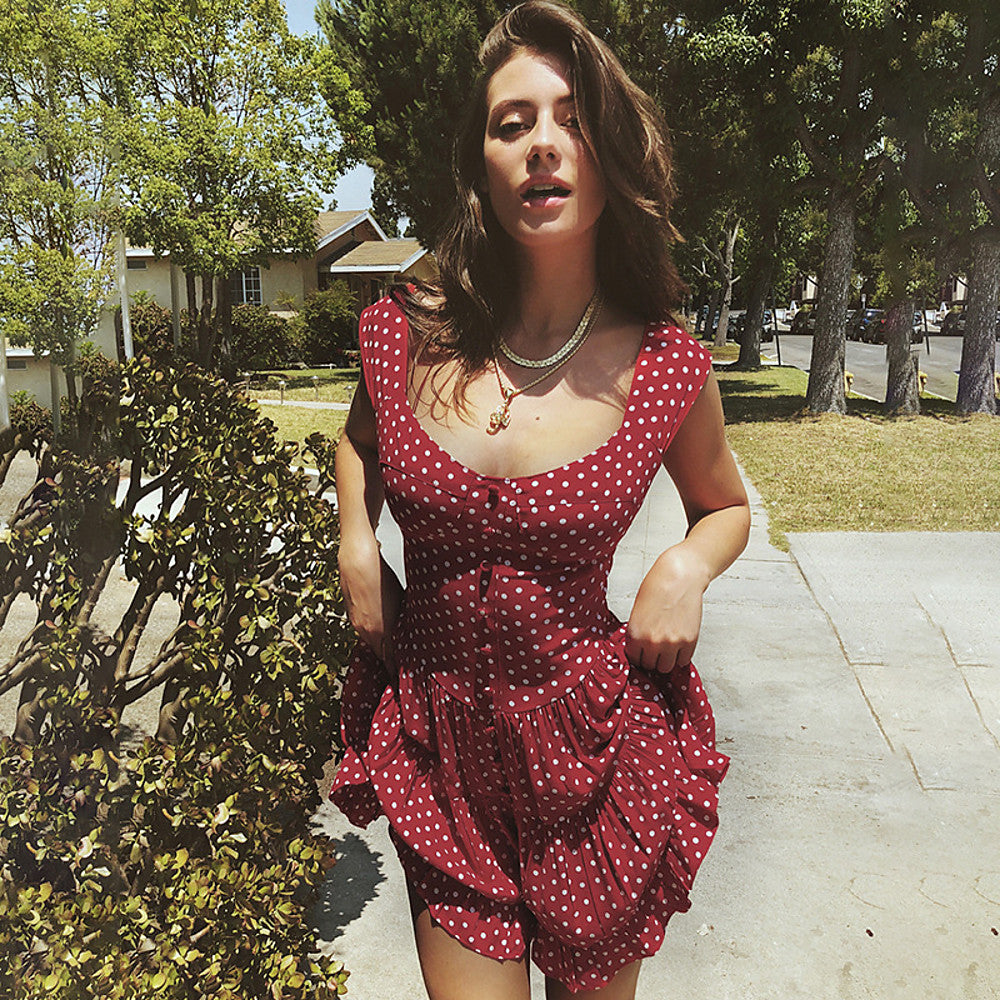 Mujer Básico Corte Swing Vestido A Lunares Sobre la rodilla