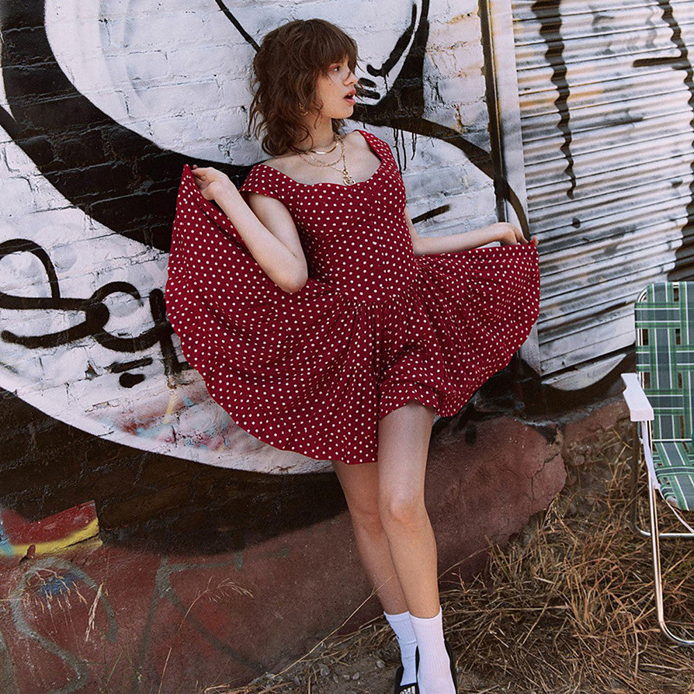 Mujer Básico Corte Swing Vestido A Lunares Sobre la rodilla