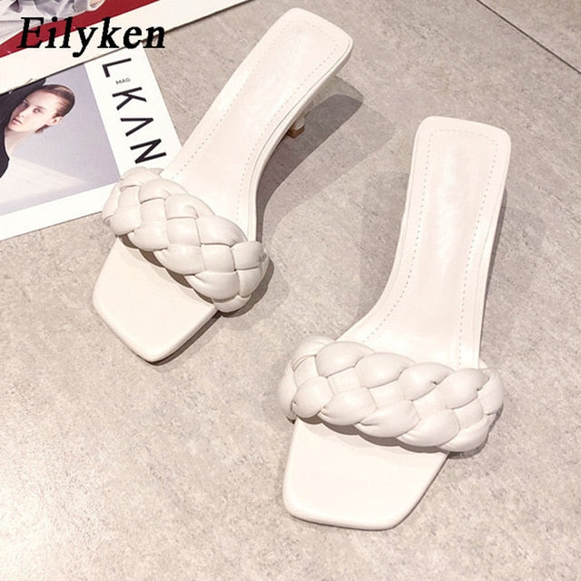 Eilyken 2020 Women Summer Slides High Quality Weave Open Toe Flat Casual Slipper Leisure Sandal Female Beach Flip Flops