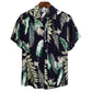 Summer Man Shirt Mens Ethnic Printed Stand Collar Cotton Linen Stripe Short Sleeve Loose Hawaiian Henley Shirt hawaiian shirt