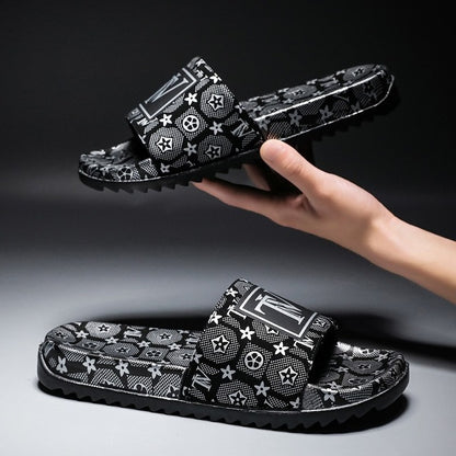 LEOSOXS Men Slippers Sandals Flip Flops Bathroom Summer Fashion Flats Breathable Non-slip Shoes Male Home Slides Casual Man
