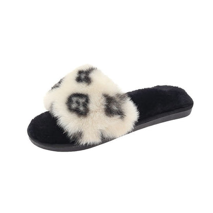 New Fashion Faux Fur Women Slippers Warm Shoes Woman Winter Slippers Slip on Flip Flops Fur Slippers Female Slides Plus Size